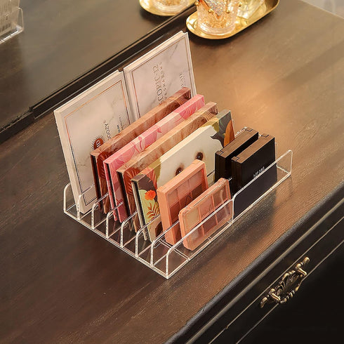 Vowcarol Acrylic Eyeshadow Palette Organizer, 7-Section Divided Makeup Holder - Clear 2 Pack
