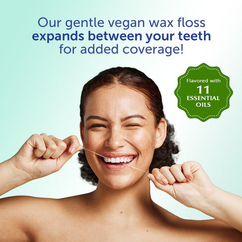 Eco-Dent GentleFloss Dental Floss, Waxed, Mint - Vegan Plant-Based Wax, 100 Yds Each (Pack of 6)