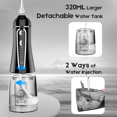 Cordless Water Flosser for Teeth, Rechargeable Oral Irrigator with 7 Clean Settings, Portable Dental Flosser for Braces
