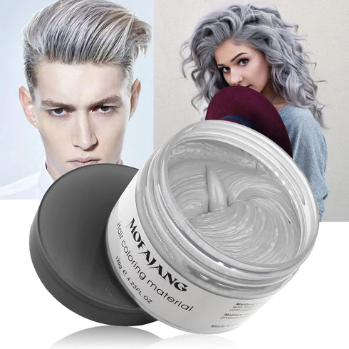 Silver Grey Hair Wax Pomades 4.23 oz - Natural Hair Coloring Wax Material for Disposable Hair Styling Clays Ash,