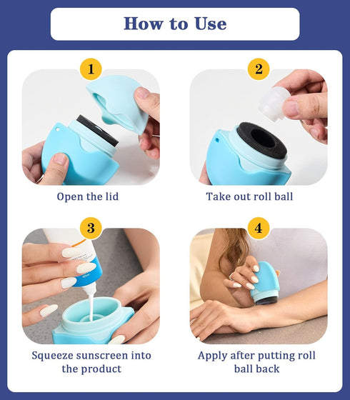 KYHDIYA Set Sunscreen Applicator for Kids, Adults & Families - BPA Free & Refillable, Travel & Ourdoor Sunblock Buddy