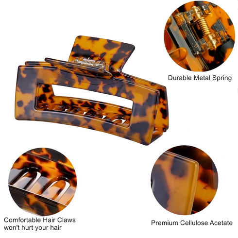 Large Hair Claw Clips Big Cutout Tortoise Shell Celluloid Hair Jaw Clips for Women Ladies
