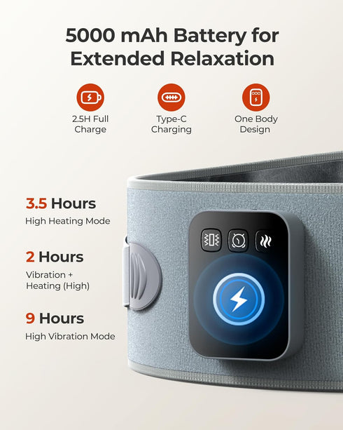 purella 3 3 3 Settings Cordless Heating Massage Pad Customizable Pain Relief with Heat Vibration Timer Wearable
