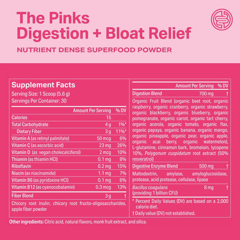 Proper, The Pinks Digestion and Bloat Relief. Drink Mix with Gut Health Probiotics, Prebiotics, Beet Root & Enzymes