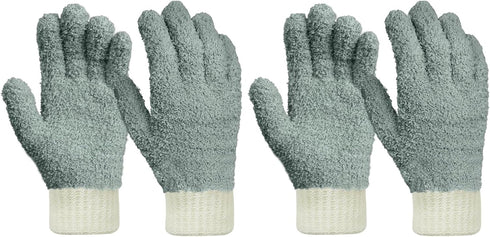 MIG4U Microfiber Dusting Gloves - House Cleaning Glove for Blinds, Windows, Furniture, Reusable Lint-Free Gray 2 Pairs