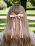 Women's Hair Clips with Tassels, 4pcs Barrettes Claw Clips with Ribbon Bowknot & Long Tails (Pink, Light Blue, White,