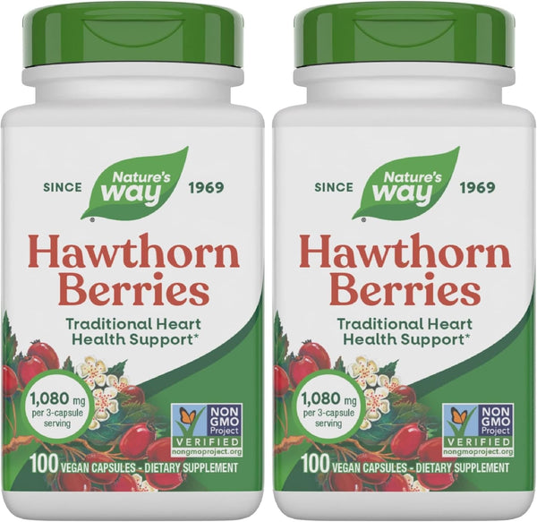 Nature's Way Herbal Hawthorn Berries, Traditional Heart Health Support*, 100 Vegan Capsules (Packaging May