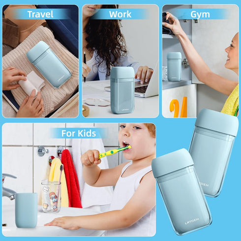 Travel Toothbrush Case, Mini Wash Cup with Foldable Toothbrush, Portable Rinse Cups with Cover, Compact Size