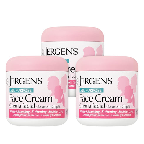 Jergens All Purpose Face Cream, Deep Cleansing Facial Cream, 15 Ounce (Pack of 3)