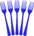 50 Pcs Heavy Duty Dark Blue Disposable Plastic Forks, Dark Blue Plastic Cutlery