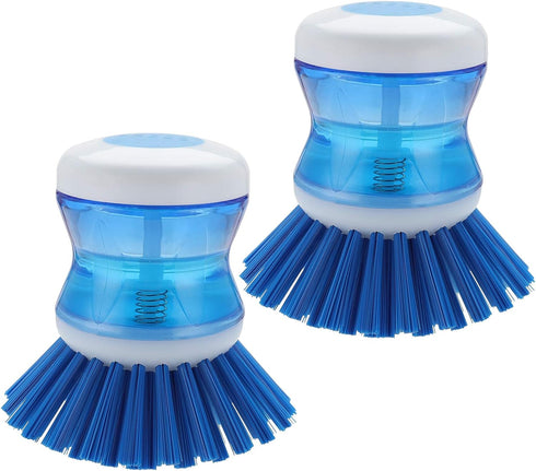 Dish Brush with Soap Dispenser for Kitchen Sink Scrubbing, 2pcs Blue