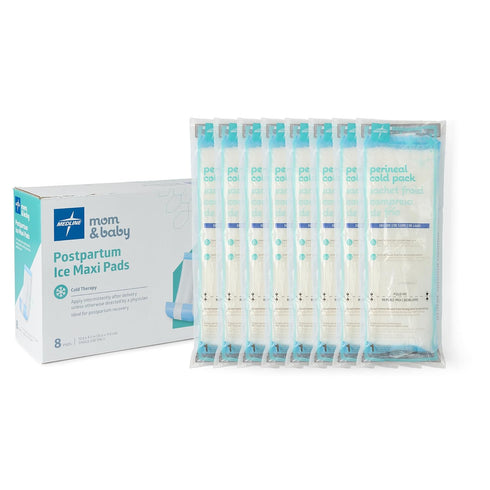 Medline 2-in-1 Absorbent Perineal Pad and Instant Cold Ice Packs - Essential for Postpartum Care (8 Count)