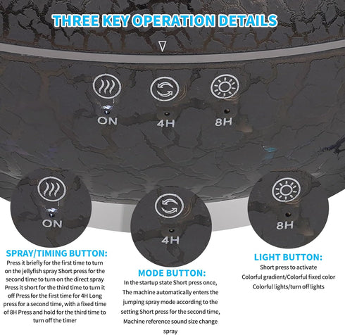 KCKJ Jellyfish,250ml 3 7 Jellyfish Essential Oil Diffuser Sound-Activated Spray Dancing Aroma Air Diffuser, Mist Modes
