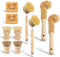 YMKWZ 10 Pcs Bamboo Dish Brush Set, Wooden Dish Brush with Long Handle