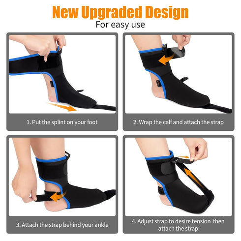 Plantar Fasciitis Night Splint Sock with Hand-Held Massage Tool Upgraded Soft Plantar Fasciitis Brace for Women Men