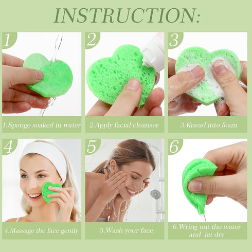 Sieral 120 Pcs Compressed Facial Sponges with Container, Disposable Sponge Pads for Cleansing, Makeup Removal, Green,