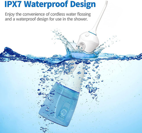 Cordless Water Dental Flosser, Portable Rechargeable Teeth Pick, 3 Modes, 4 Jet Tips, 300 ML IPX7 Waterproof