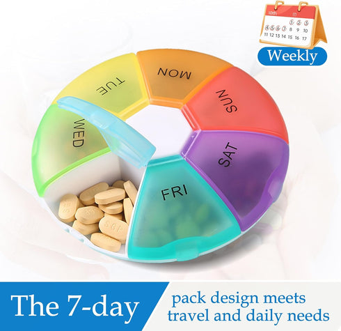ZygenAir Weekly Pill Organizer for Electric Wheelchair, Large-Compartment Medicine Box for Wheelchair Users, Fits