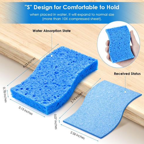 Wsivoiv 8PCS Dish Sponges Kitchen, Premium Blue Dish Washing Kitchen Sponge, Compressed Cleaning Sponges for Cleaning
