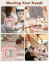 Portable Clear Makeup Bag, Medium Pink Leather Toiletry Bag with Zipper, Waterproof Transparent Cosmetic Organizer for