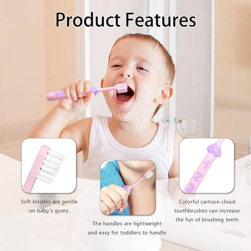 SNOWROSE 8 IPX7 2-12 Pcs Soft Bristles Kids Toothbrushes and Kids Electric Toothbrush U-Shaped Ultrasonic Waterproof