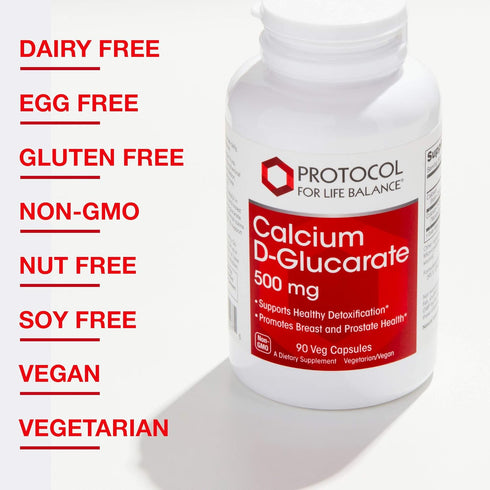 Protocol Calcium D-Glucarate - 500mg Cleanser Detox for Breast & Prostate Health - Non-GMO & Dairy Free - 90 Veg Caps