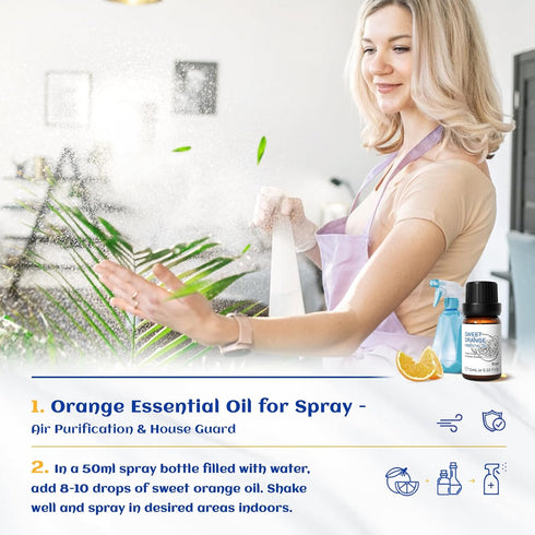 HIQILI Sweet Orange Essential Oil - 100% Pure Natural for Diffuser, Aromatherapy - 10ml