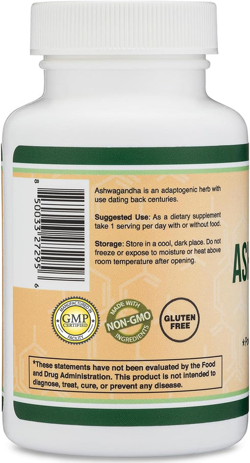 Ashwagandha Capsules, 120 Count (500mg Extract 20:1 Potency, Equivalent to 10,000mg Powder) - Adaptogen Stress Relief