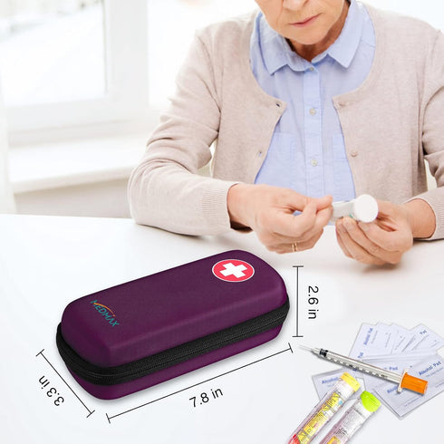 Epipen Medical Carrying Case, Hard Shell EVA Travel Medication Organizer Bag for 2 EpiPens, Asthma Inhaler, Allergy