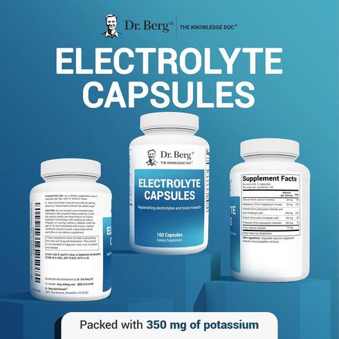 Dr. Berg Electrolyte Capsules - Sugar Free Electrolyte Supplements for Energy, Endurance, and Hydration - 160 Caps