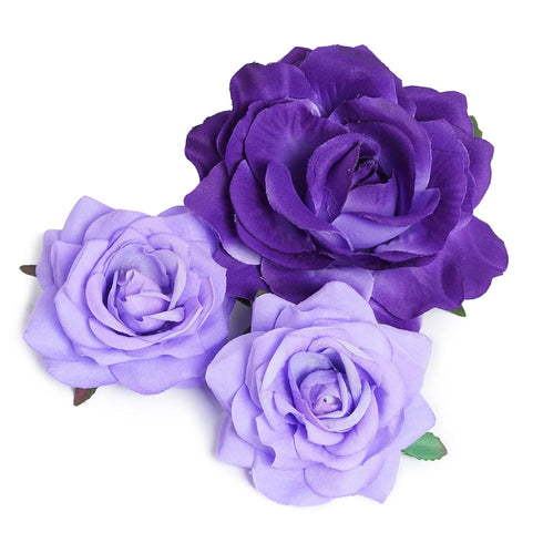 Rose Hair Clip - 4 Pcs Fabric Flower Hairpins, Mexican Hair Flowers for Women Girls Wedding Party (Purple)