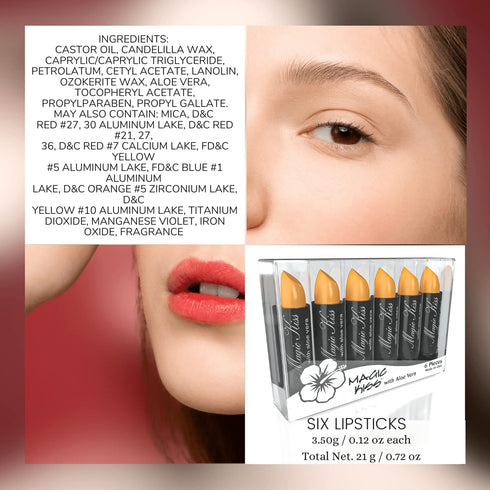 Magic Kiss Lipstick Set, Color Changing Orange with Aloe Vera, MADE IN USA