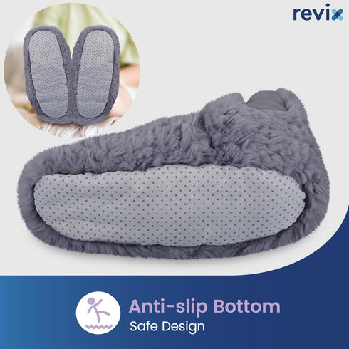 REVIX Microwavable Booties and Feet Warmers for Women & Men, Microwave Heated Foot Warmer with Flaxseed Moist Heat