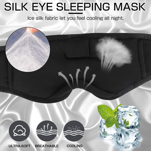LC-dolida Sleep Headphones, Silk Sleep Mask Bluetooth Wireless Music Eye Mask, Sleeping Headphones for Side Sleepers Sleep Mask with Bluetooth Headphones Ultra-Thin Stereo Speaker Perfect for Sleeping