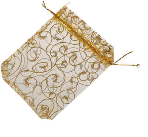 Wedding Favors Small Gift Bags, 100pcs Gold Organza Bags 3.9x4.7 Inch (10x12cm) for Party Favor Bags