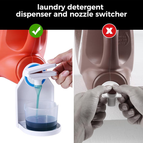 KERZEAT Nozzle Laundry Detergent Dispenser Cup Holder & Force-Saving Switch, Drip Catcher, Soap Dispenser, Room