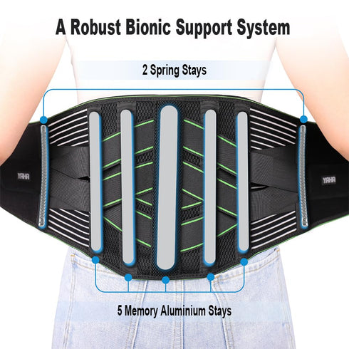 YAHA Back Brace - XXL for Lower Back Pain Relief, Lumbar Support Belt with 7 Stays for Heavy Lifting, Breathable