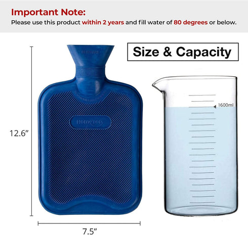 HomeTop Classic Rubber Hot & Cold Water Bottle with Adorable Triceratops Cover