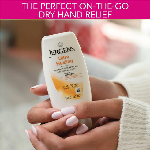 Jergens Ultra Healing Dry Skin Moisturizer, 3 Fl Oz - Body and Hand Lotion with HYDRALUCENCE Blend (Pack of 3)
