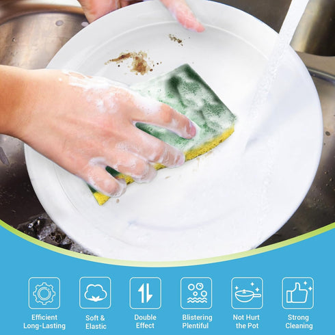Sponge-24Count, AIDEA Sponges Kitchen, Heavy Duty Scrub Sponges for Dishes, Cellulose Dish Sponge, Scrubbing Power