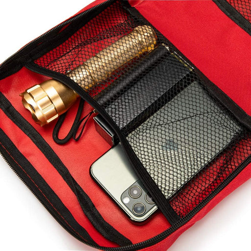 Jipemtra Red First Aid Bag Empty Travel Rescue Pouch First Responder Storage Medicine Emergency Bag for Car Home Office