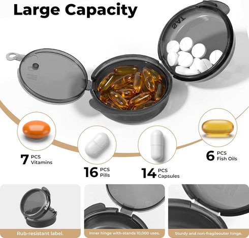 sneovvin 2 7-Day,AM Weekly Pill Organizer Times a Day, PM Pill Case for Medicine Vitamin Medication Supplement(Black)