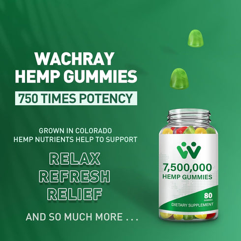 3 Packs Organic Hemp Gummies, 7,500,000 High Strength, High Potency Hemp Oil Infused Gummies, Natural Hemp Candy