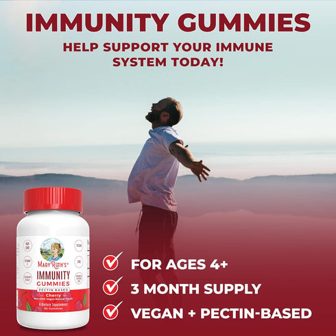 Mary Ruth's 5-1 Immunity Gummies with Elderberry for Kids & Adults, Cherry Flavor, 90 Count