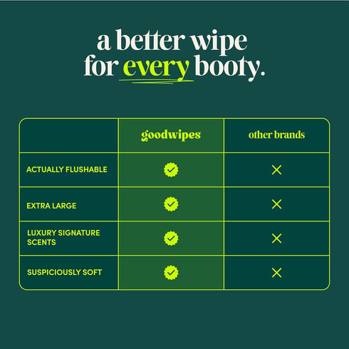 Pack, 200 Count (4 Packs) goodwipes Flushable Butt Wipes - Extra Large Adult Wet Wipes For Women & Men - Bathroom
