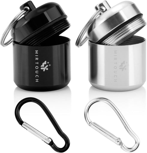 Portable Keychain Pill Holder Case for Round Glucose Tablets, Waterproof Key Chain Pill Container, 2 Pack