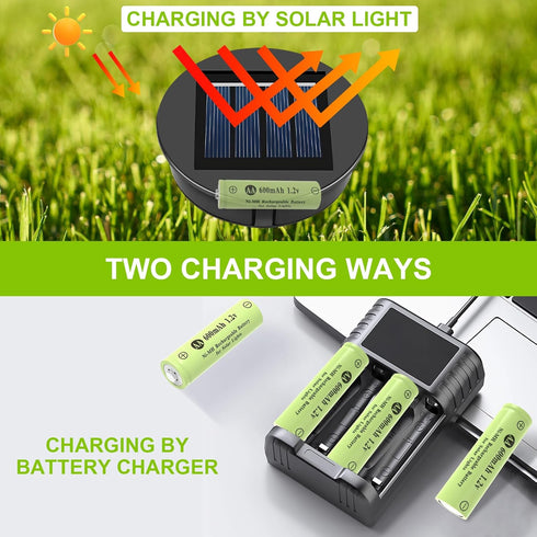 Porvoo AA 600mAh Ni-MH Rechargeable Batteries 1.2V for Outdoor Solar Lights, Garden Lights, String Lights (12 Pack)
