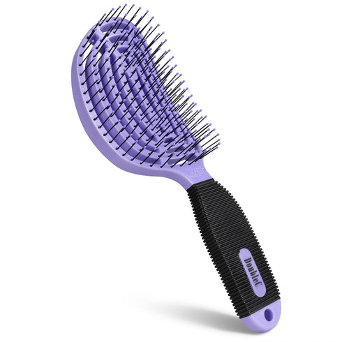 NuWay 4HAIR DoubleC U.S. Patented Double Curved Detangling Brush - Hair Dryer Safe (Violet)