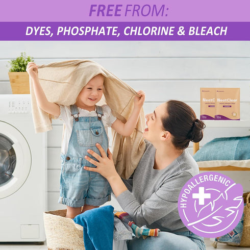 NeatClear 32 (32 Laundry Detergent Sheets - Travel Size - Lavender Scent Strips Loads) - Concentrated Liquidless
