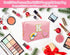 Personalized Initial Preppy Makeup Bag Set, Monogram Waterproof Travel Cosmetic Bag for Women
